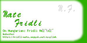 mate fridli business card